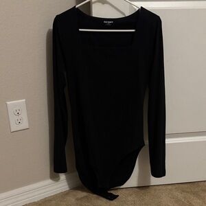 Old Navy Black Long Sleeve Square Neck Bodysuit